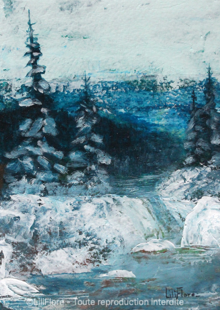 La source du bonheur - Acrylique sur papier - 5x7 pouces- VENDUE - LiliFlore - peinture acrylique contemporaine